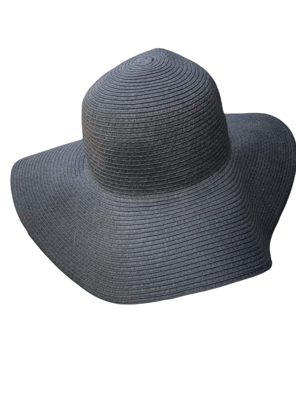 Old Navy Black Wide Brim Woven Paper/Straw Floppy Packable Sun Hat (L/XL)